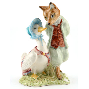 Jemima Puddle-Duck with Foxy Whiskered Gentleman - Royal Albert - Beatrix Potter Figurine