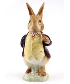 Mr. Benjamin Bunny (Pipe Out - Maroon Jacket) - Gold Oval - Beatrix Potter Figurine