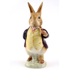 Mr. Benjamin Bunny (Pipe Out - Maroon Jacket) - Gold Oval - Beatrix Potter Figurine