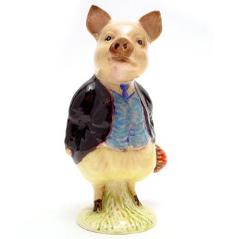 Pigling Bland (Maroon Jacket) - Gold Oval - Beatrix Potter Figurine
