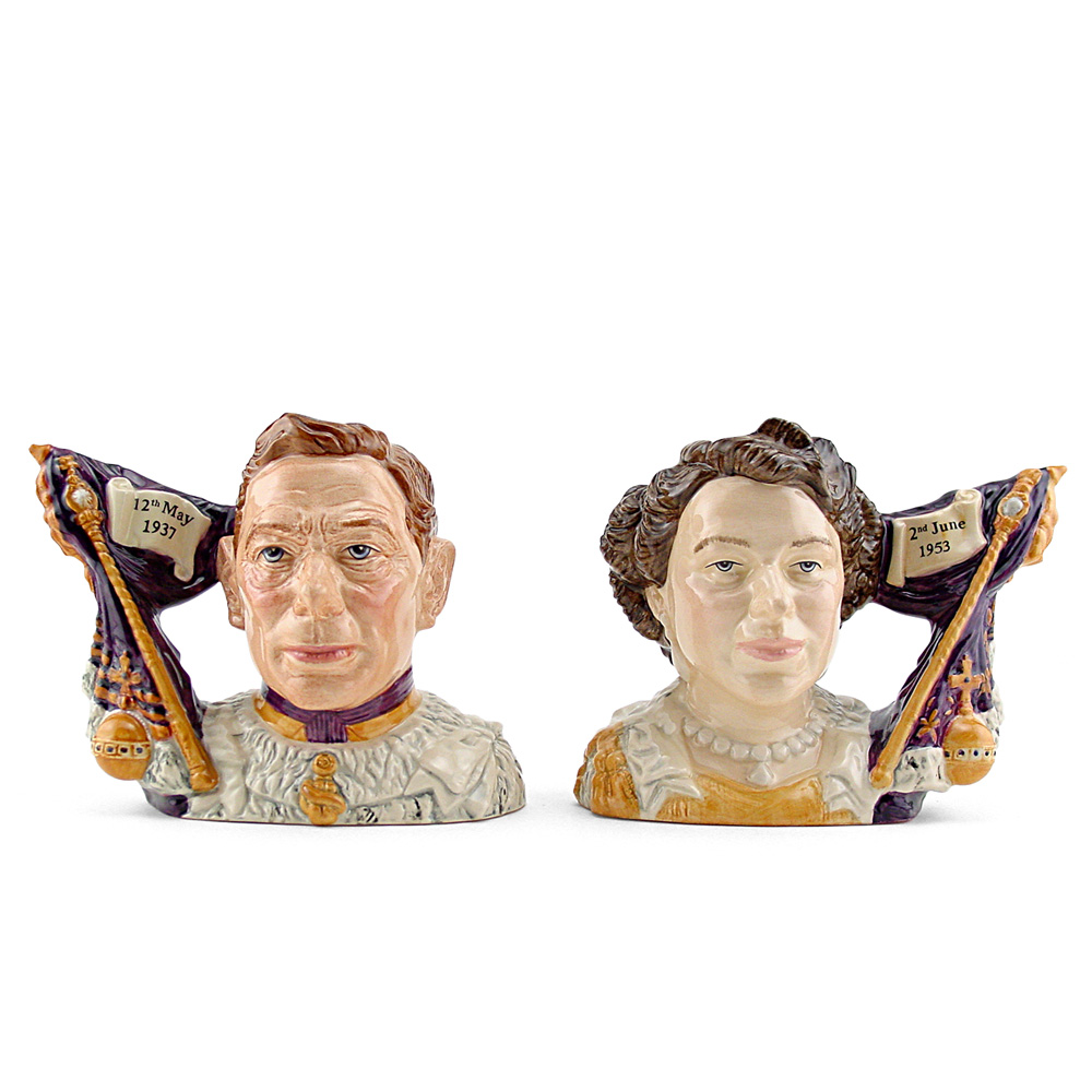 King George VI D7167 and Queen Elizabeth II Pair D7168 - Small - Royal Doulton Character Jug