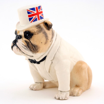 British Bulldog DA228 (Tan With White Top Hat) - Royal Doulton Dogs