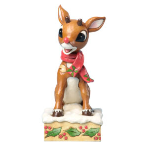 Rudolph The Red-Nosed Reindeer with Blinking Nose (Battery operated & included) - Jim Shore Figures