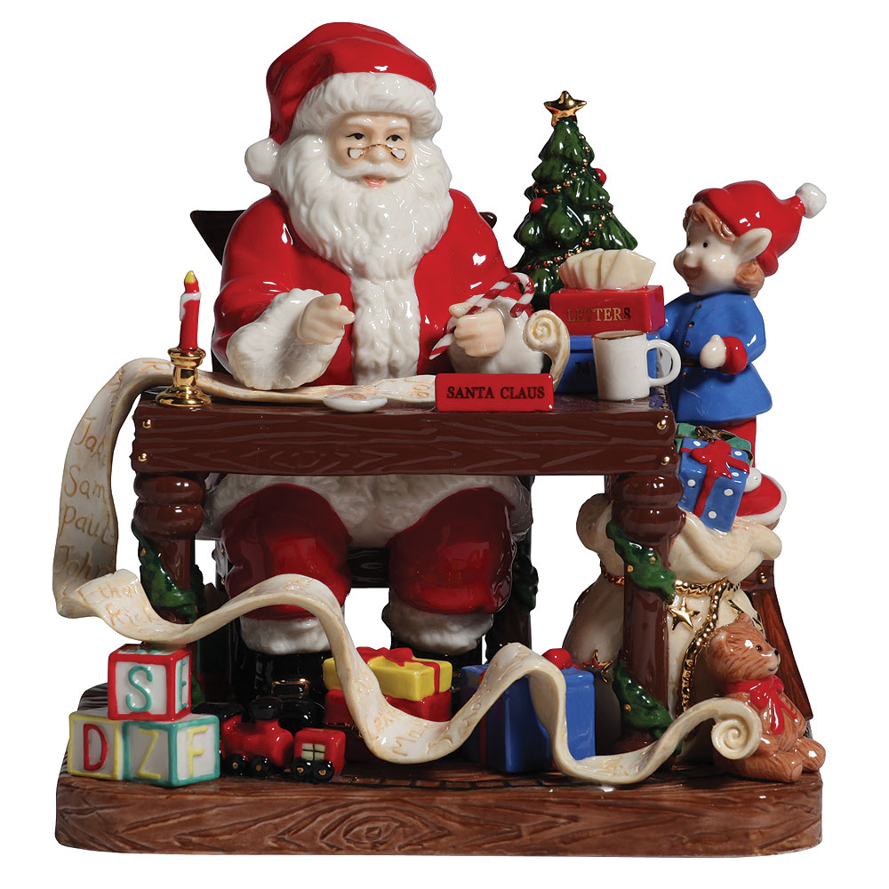 Santa 2010 "Santa Makes His List" HN5468 - Royal Doulton Figurine