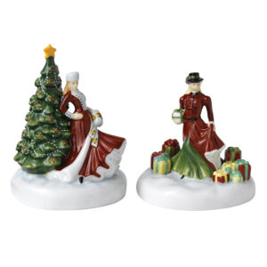 Christmas Day and Gift - 2pc Miniature Christmas Figure Set - Royal Doulton Figurine