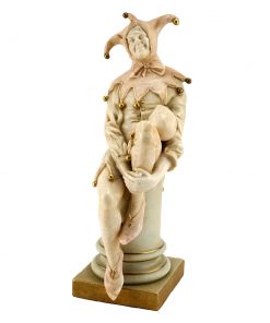 Vellum Jester seated on column  - Royal Doulton Figurine