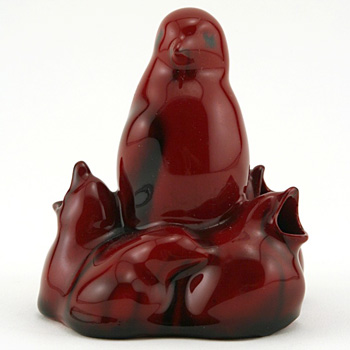 Bird with Five Chicks - Royal Doulton Flambe