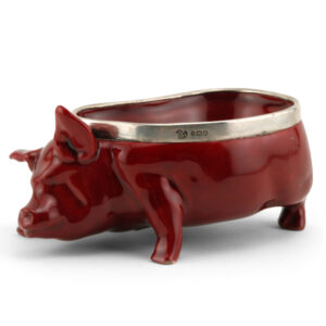 Pig Bowl with Silver Rim - Royal Doulton Flambe