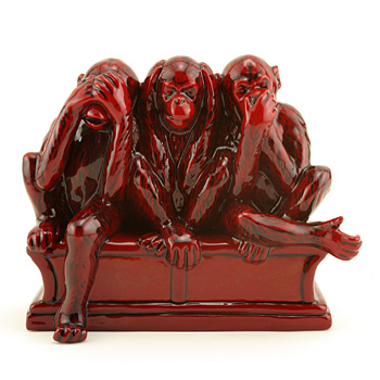 Three Wise Monkeys - Royal Doulton Flambe