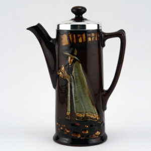 Pied Piper Coffee Pot with Silver Lid - Royal Doulton Kingsware