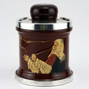 Smoking Man Tobacco Jar w/ Silver Lid - Royal Doulton Kingsware