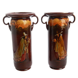 Kingsware Pied Piper Double Handle Vase (Pair)  - Royal Doulton Kingsware