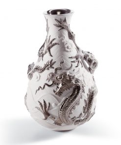 Bud Vase Dragons - White Black (Re-Deco) 01007056 - Lladro Vase