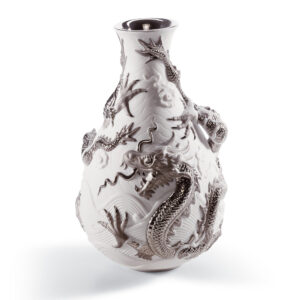 Bud Vase Dragons - White Black (Re-Deco) 01007056 - Lladro Vase