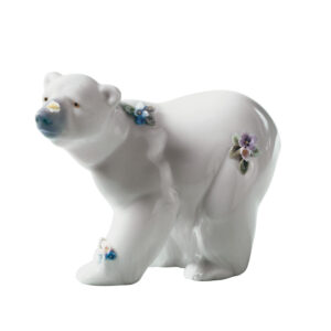 Attentive Polar Bear Flowers 01006354 - Lladro Animals
