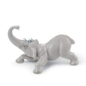 Baby Elephant With Blue Flower 01008490 - Lladro Figurine