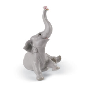 Baby Elephant With Pink Flower 01008491 - Lladro Figurine