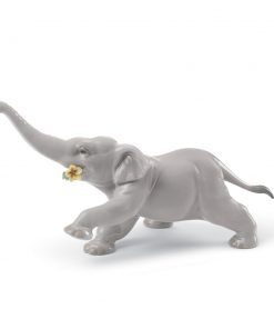 Baby Elephant With Yellow Flower 01008492 - Lladro Figurine