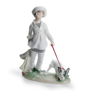 Girl With French Bulldog 01008522 - Lladro Figurine