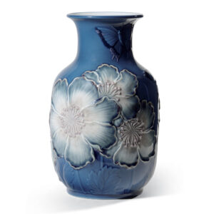Poppy Flowers Tall Vase Blue 01008649 - Lladro Figurine