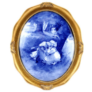 Blue Children Oval Plaque, Girls Whispering - Royal Doulton Seriesware