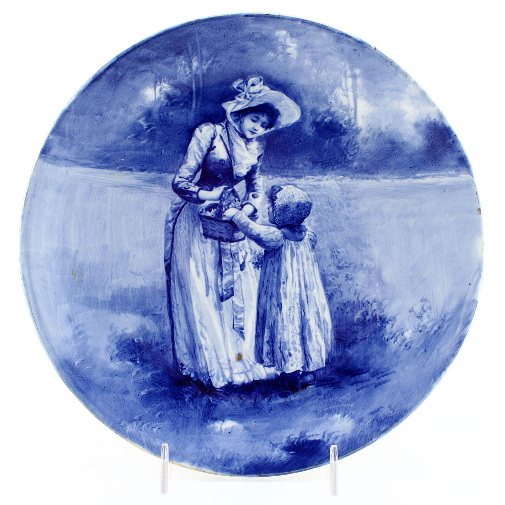 Blue Children Plate, Girl with Hand in Basket, 8.75'' Dia - Royal Doulton Seriesware