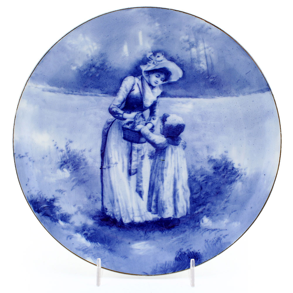 Blue Children Plate, Girl with Hand in Basket, 9'' Dia - Royal Doulton Seriesware