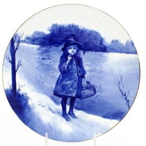 Blue Children Plate, Girl with Basket - Royal Doulton Seriesware