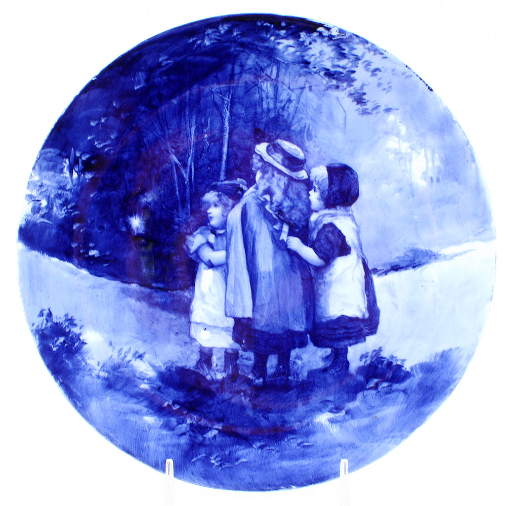 Blue Children Plate - Scene of Girls Watching Tinker Bell - Royal Doulton Seriesware