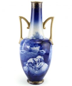 Blue Children Vase, Girls Whispering, 11.5''H - Royal Doulton Seriesware