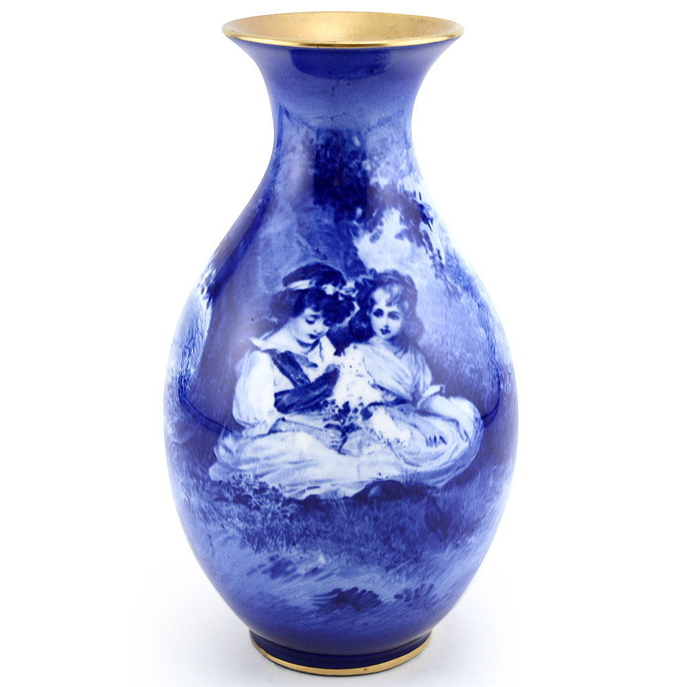 Blue Children Vase, Girls Under Tree - Royal Doulton Seriesware