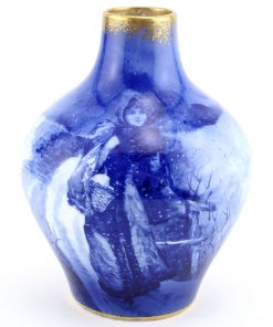Blue Children Vase, Woman with Basket - Royal Doulton Seriesware