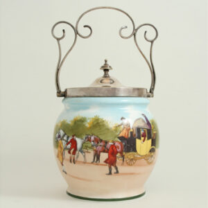 Coaching Days Biscuit Barrell, Silver Lid And Handle - Royal Doulton Seriesware