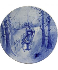 Blue Children Large Plaque - Woman and Child in Snow - Royal Doulton Seriesware