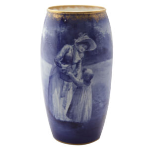 Blue Children Vase - Girl with Hand in Basket - Royal Doulton Seriesware