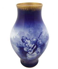 Blue Children Large Vase - Woman Playing Guitar - Royal Doulton Seriesware