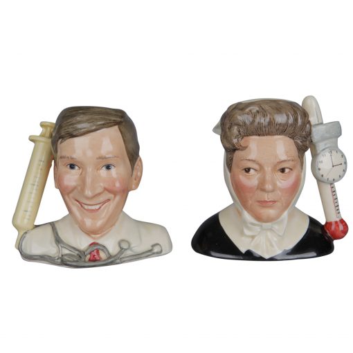 Hattie Jacques as Matron & Kenneth Williams as Dr. Tinkle D7172 & D7173 - Small - Royal Doulton Character Jug