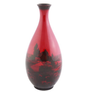 Flambé Vase with Country Scene - Royal Doulton Flambe