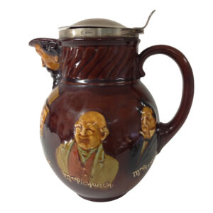 Kingsware Dickens Pitcher with Silver Hinged Lid - Royal Doulton Kingsware