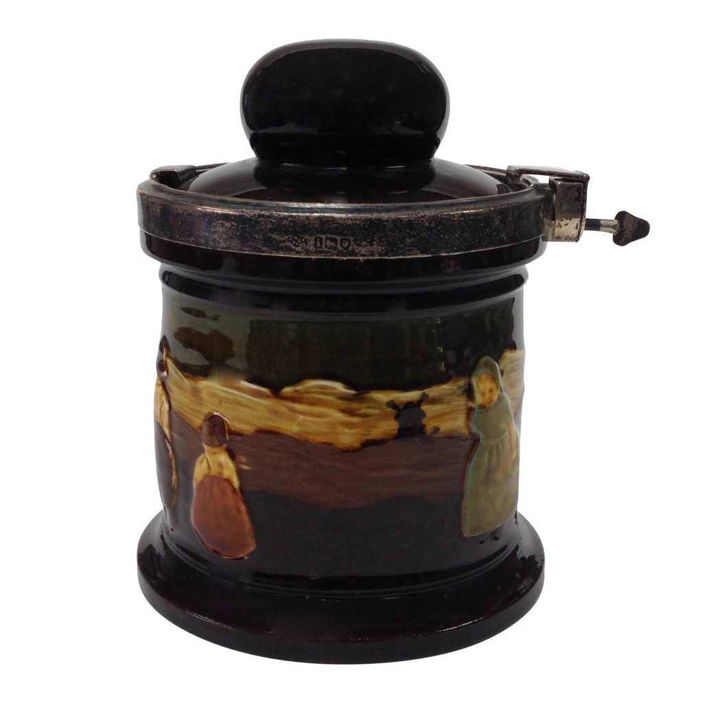Kingsware Dutch Children Tobacco Jar with Silver Locking Lid - Royal Doulton Kingsware