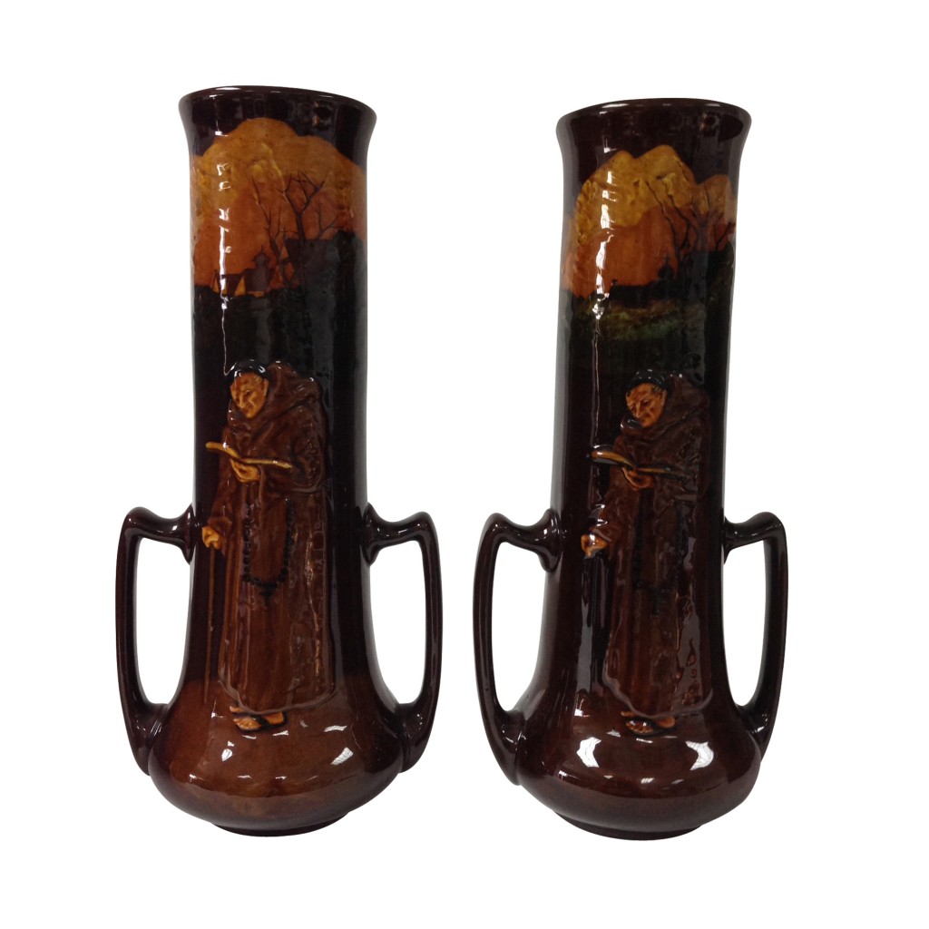 Kingsware Monk Vase Pair with Double Handles - Royal Doulton Kingsware