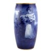 Blue Children Vase Scene of young girl holding basket of flowers - Royal Doulton Seriesware