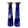 Blue Children Vase Pair Scene of boy and girl peeping into tree hold & Scene of three girls watching Tinker Bell - Royal Doulton Seriesware