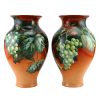 Doulton Lambeth Faience Vase Pair with Green Grapes
