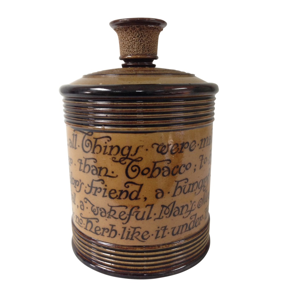 Royal Doulton Stoneware Tobacco Jar "When All Things Were Made None Was Made Better Than Tobacco..." by Charles Kingsley