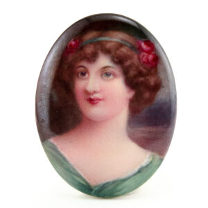 Hand Painted Miniature Plaque of Woman by Leslie Johnson - Royal Doulton