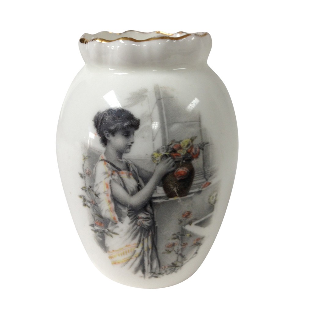 Burslem Miniature Vase - Woman in Garden