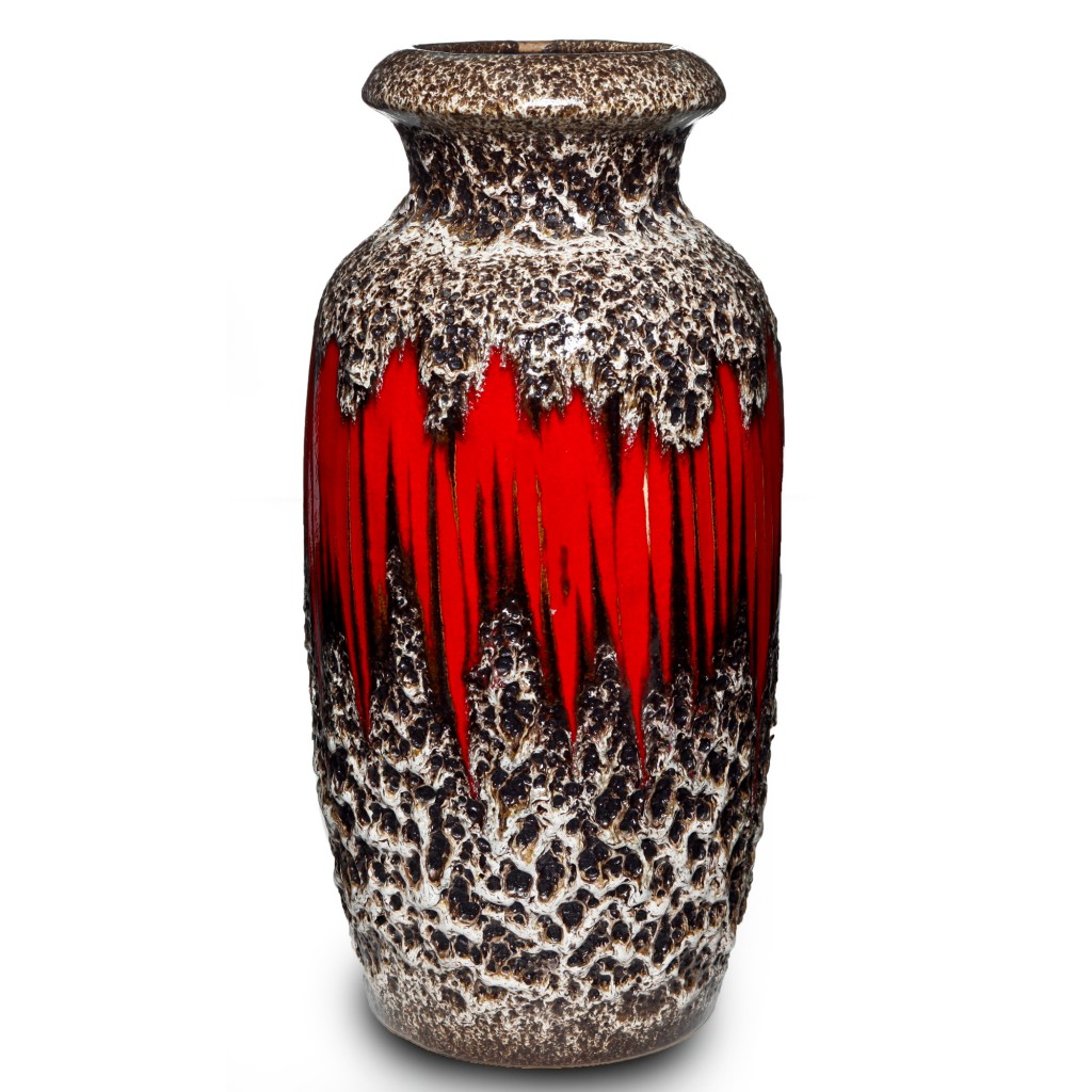 Lava Vase Red White 034