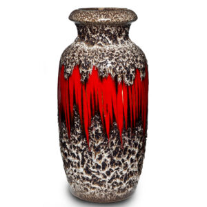 Lava Vase Red White 034