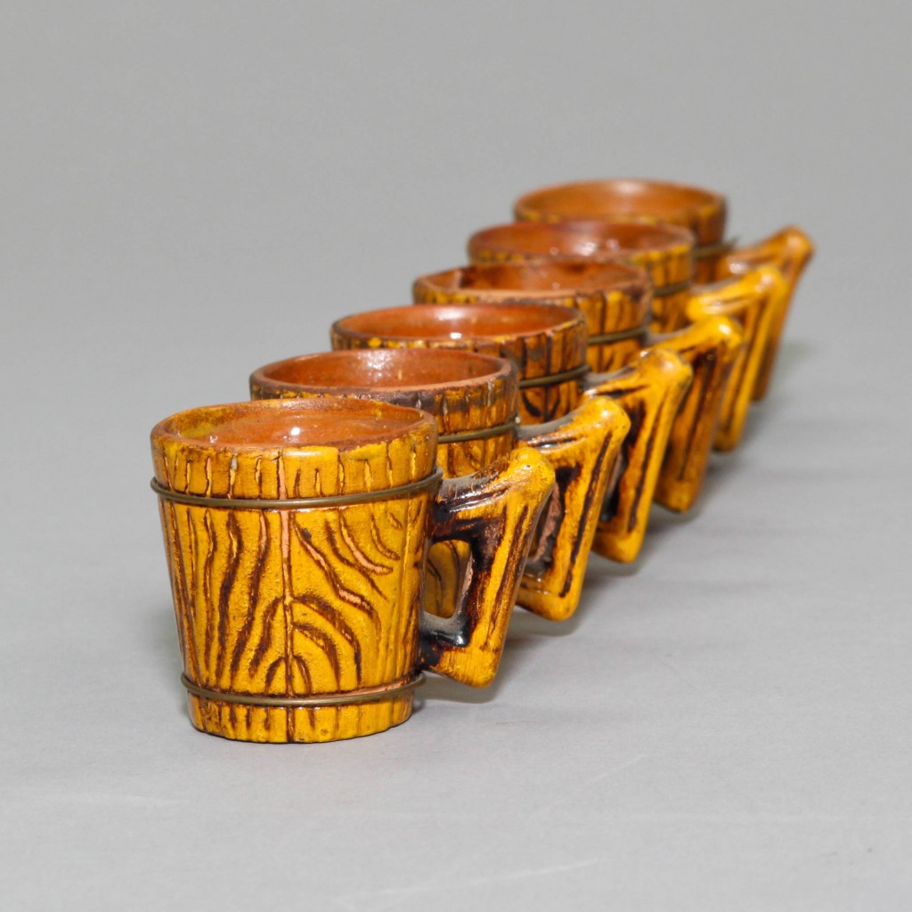 Japanese Cerarmic Barrel Saki Cups 6 piece set